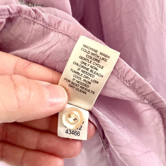 J. Jill Lilac Purple Sheer Embroidered Button Front Bubble Collar Top Size Small - Picture 12 of 12